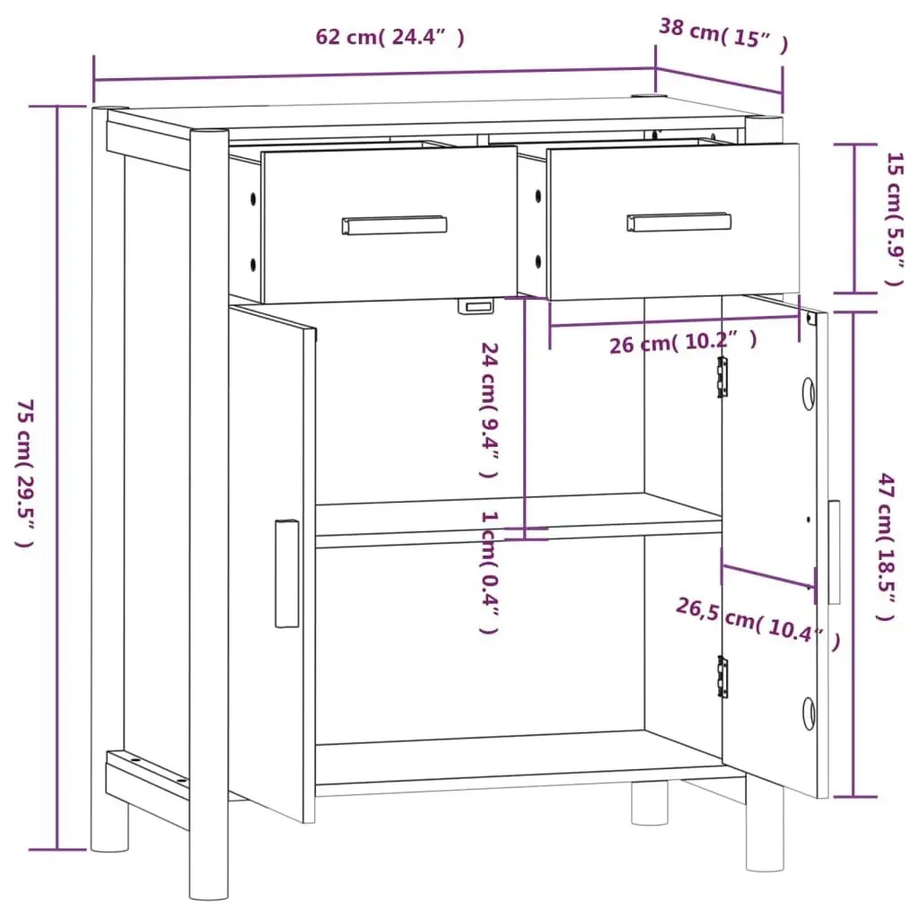 Sideboard Black 62x38x75 cm Engineered Wood 345676