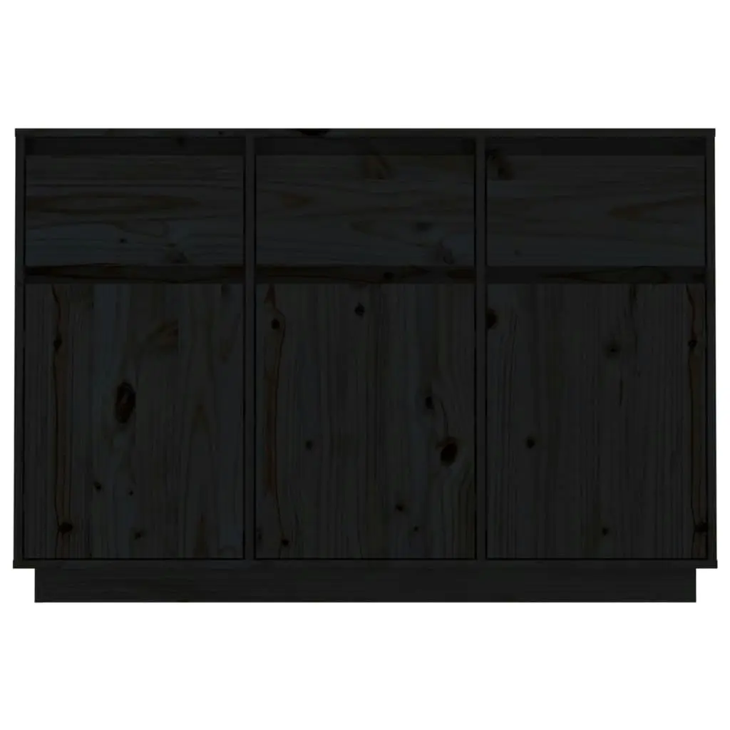 Sideboard Black 110x34x75 cm Solid Wood Pine 813818