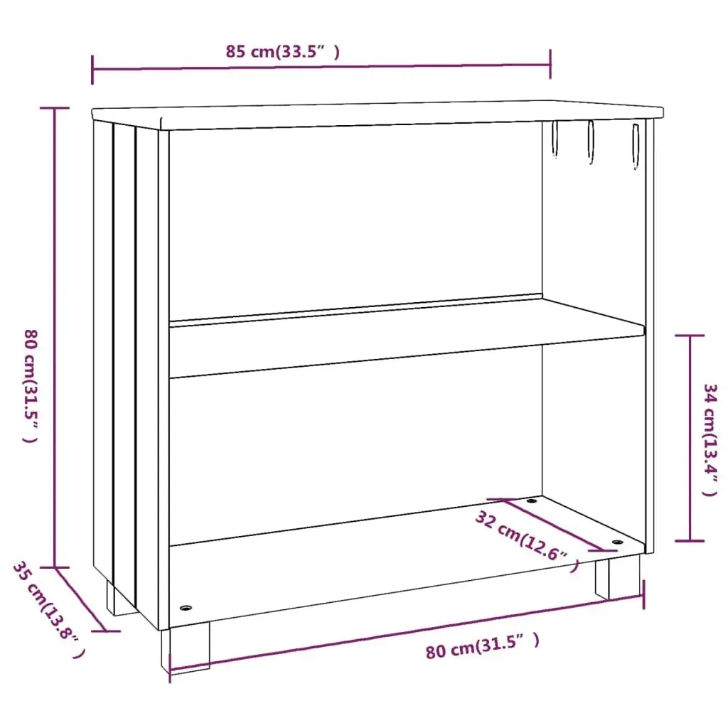 Sideboard "HAMAR" White 85x35x80 cm Solid Wood Pine 340501