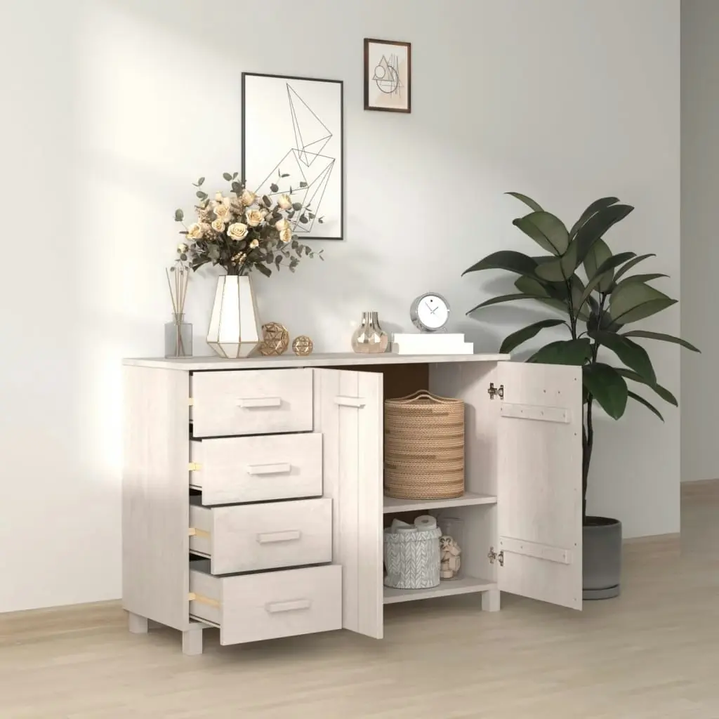 Sideboard "HAMAR" White 113x40x80 cm Solid Wood Pine 340445