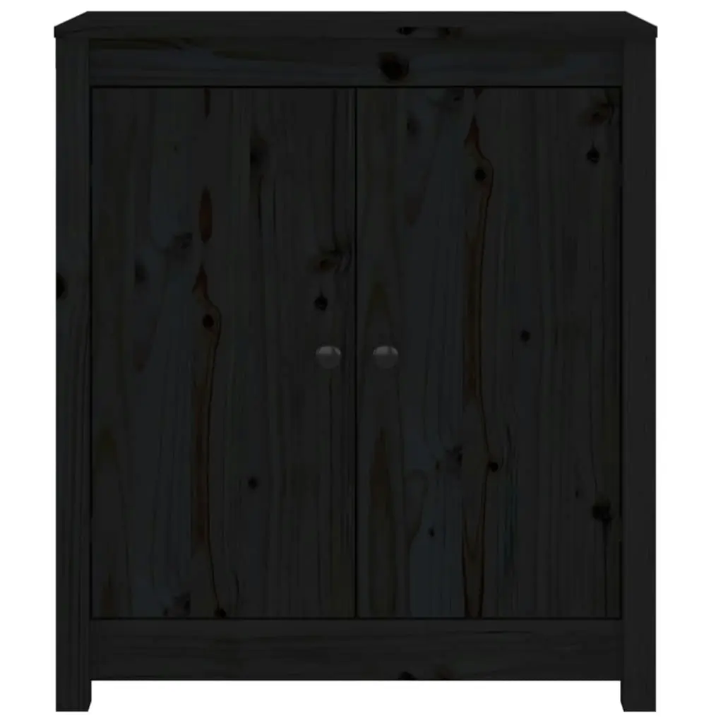 Sideboard Black 70x35x80 cm Solid Wood Pine 813723