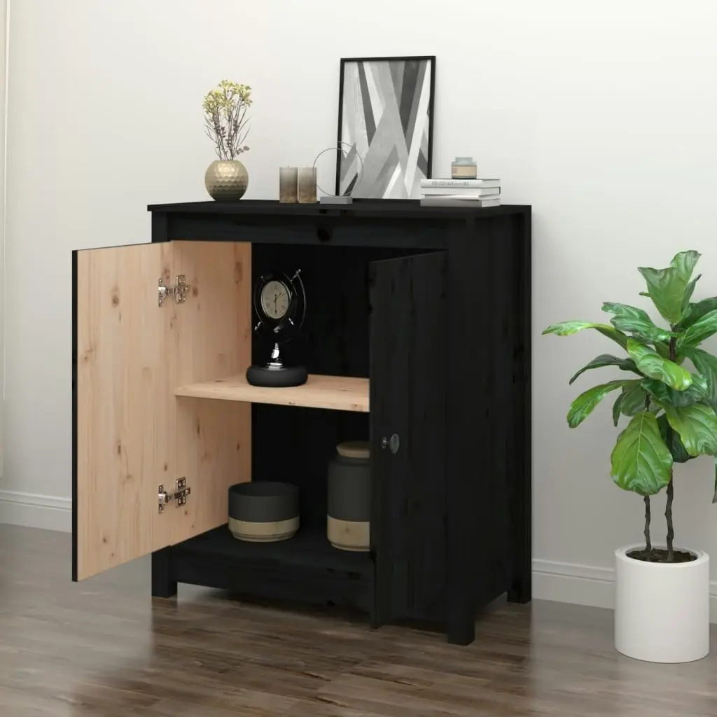 Sideboard Black 70x35x80 cm Solid Wood Pine 813723