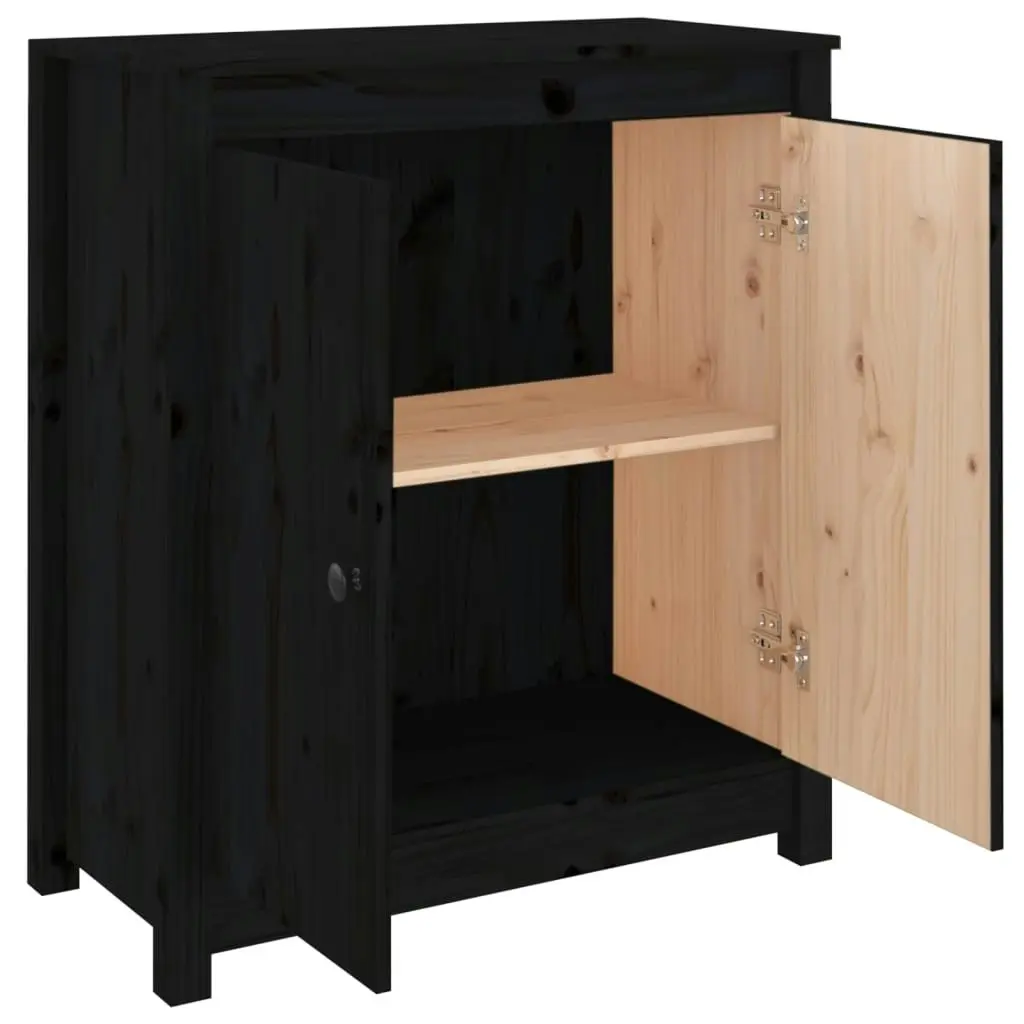 Sideboard Black 70x35x80 cm Solid Wood Pine 813723