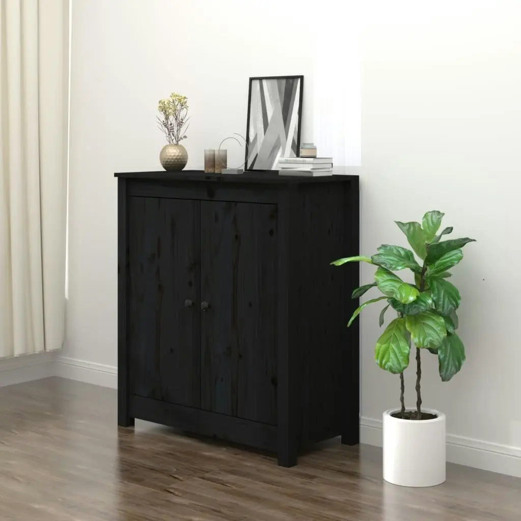 Sideboard Black 70x35x80 cm Solid Wood Pine 813723