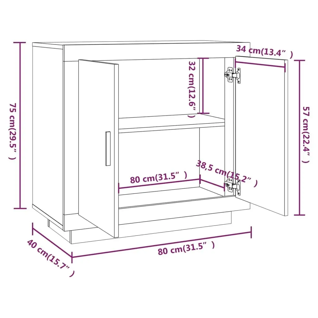 Sideboard Black 80x40x75 cm Engineered Wood 811818