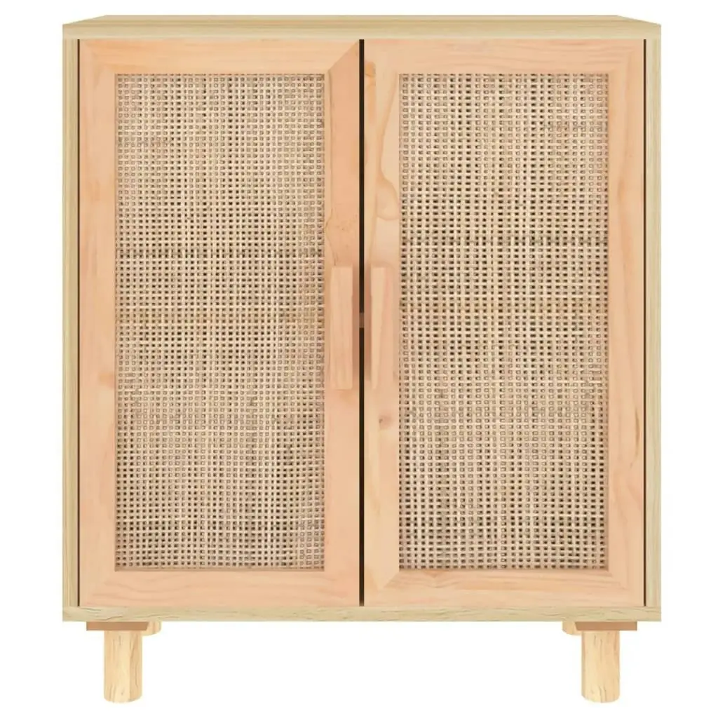 Sideboard Brown 60x30x70 cm Solid Wood Pine and Natural Rattan 345632