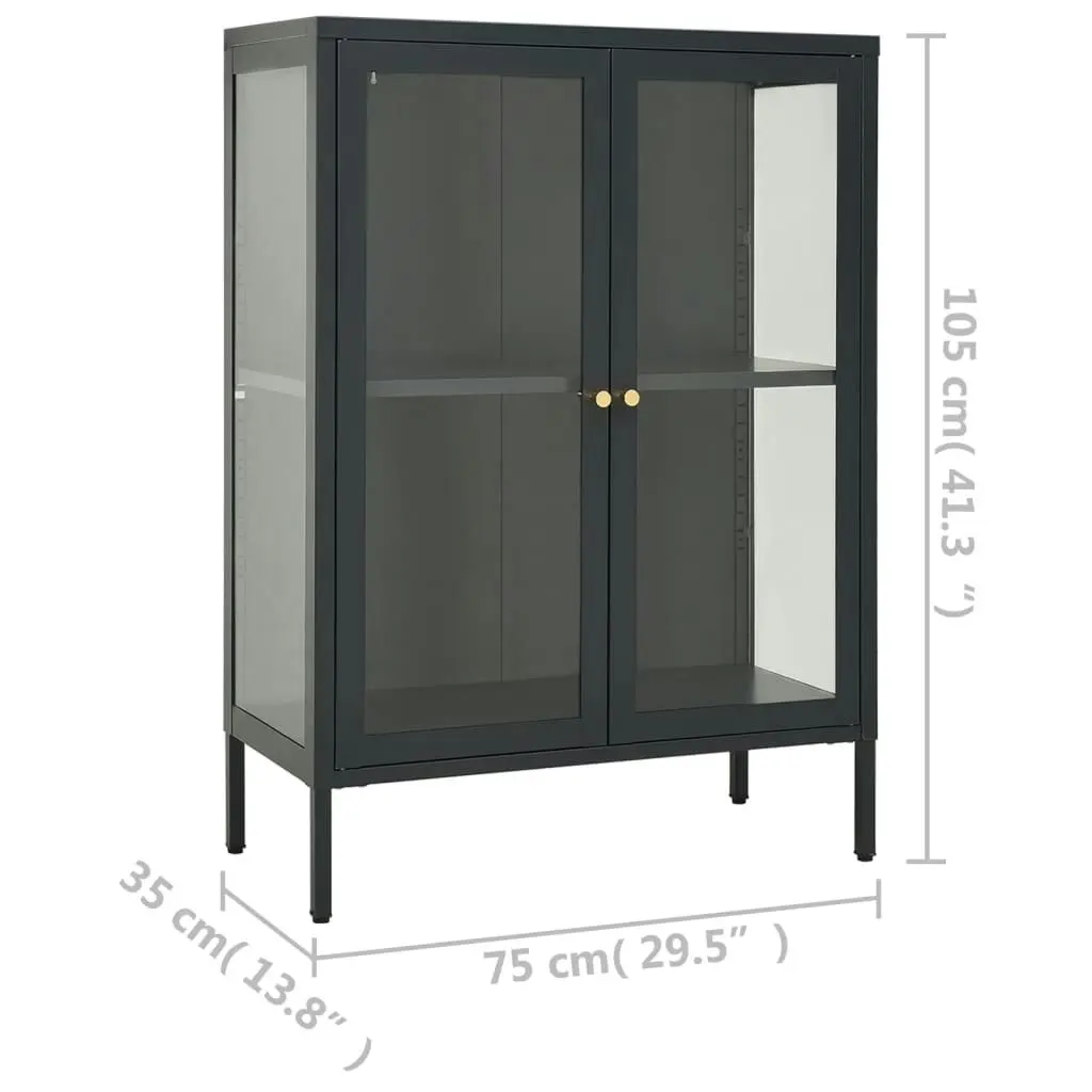 Sideboard Anthracite 75x35x105 cm Steel and Glass 336072