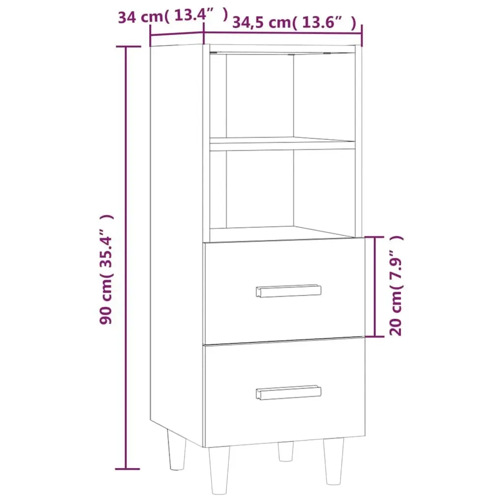 Sideboard Black 34.5x34x90 cm Engineered Wood 812358