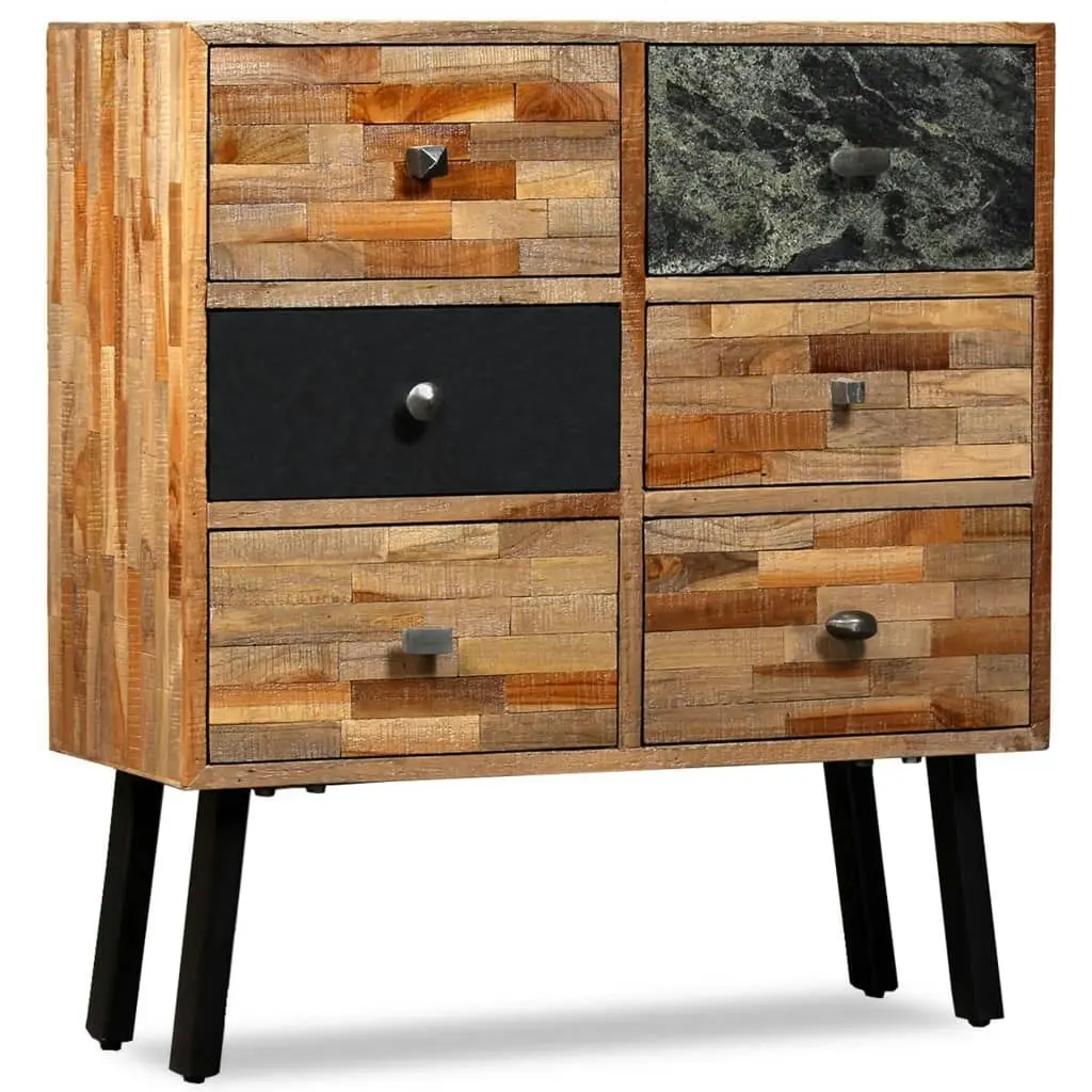 Side Cabinet with 6 Drawers 70x30x76 cm Solid Reclaimed Teak 245405