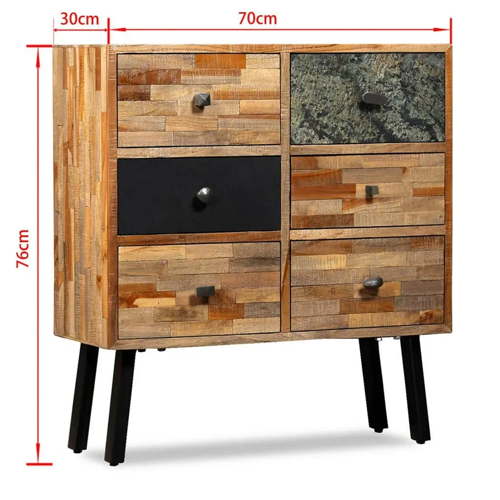 Side Cabinet with 6 Drawers 70x30x76 cm Solid Reclaimed Teak 245405