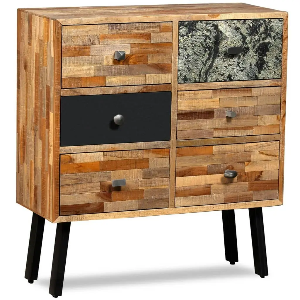 Side Cabinet with 6 Drawers 70x30x76 cm Solid Reclaimed Teak 245405