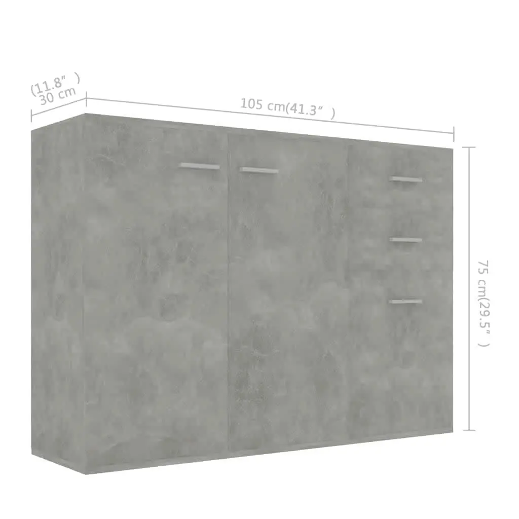 Sideboard Concrete Grey 105x30x75 cm Engineered Wood 800697