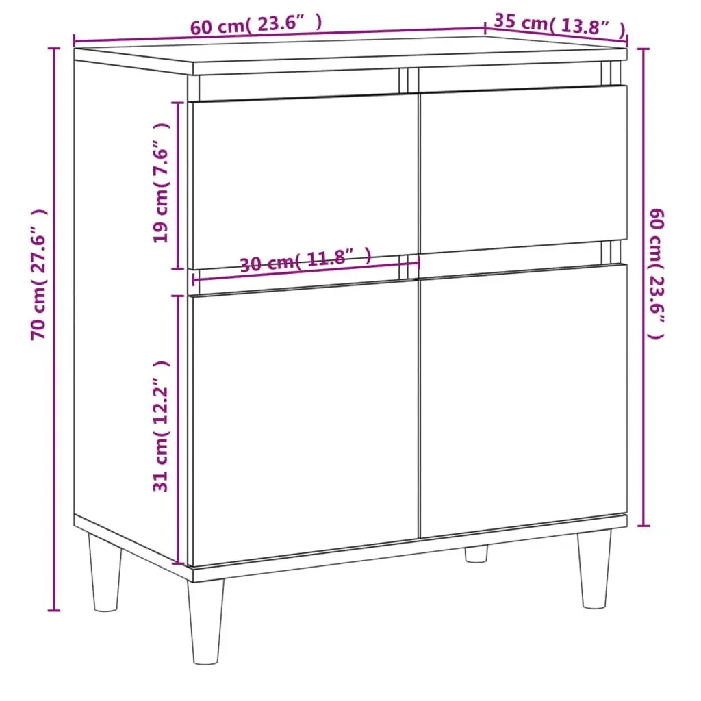 Sideboard Black 60x35x70 cm Engineered Wood 819677