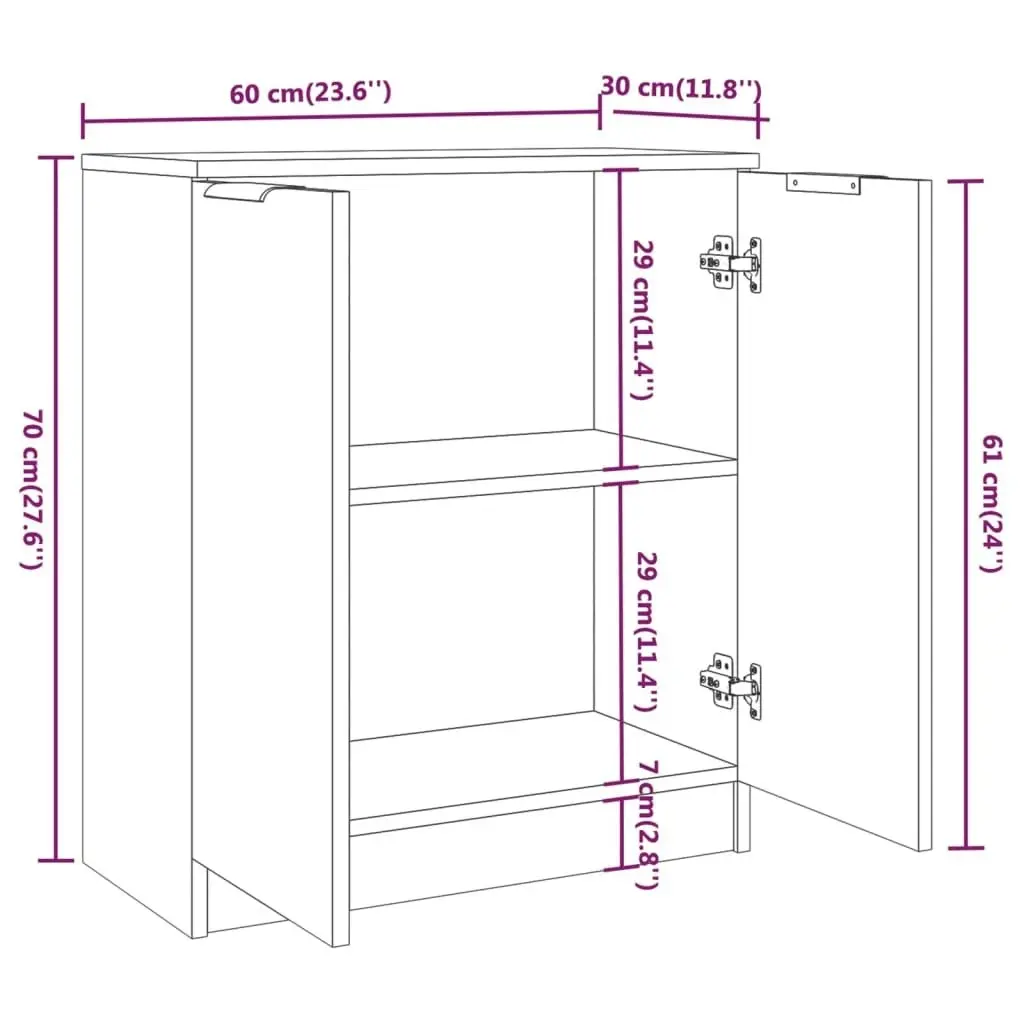 Sideboard Brown Oak 60x30x70 cm Engineered Wood 816984