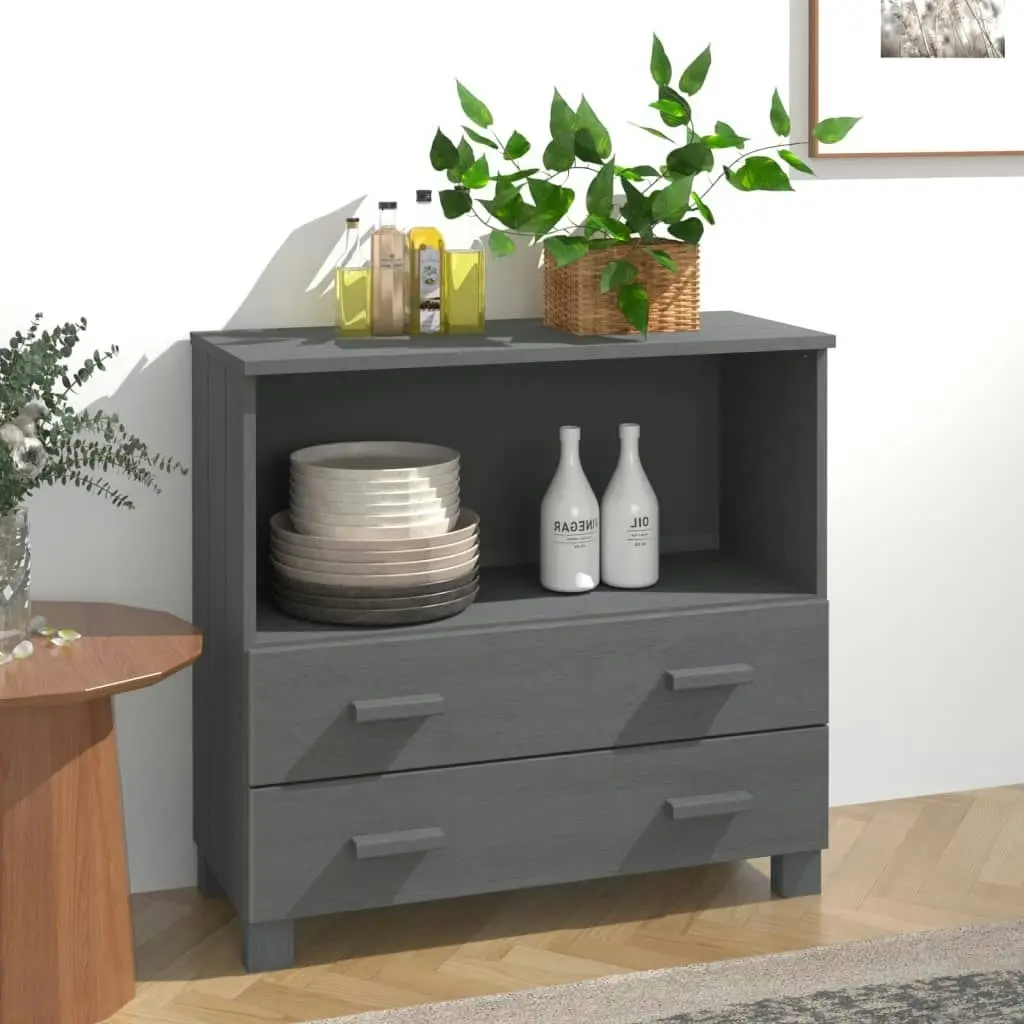 Sideboard "HAMAR" Dark Grey 85x35x80 cm Solid Wood Pine 340498