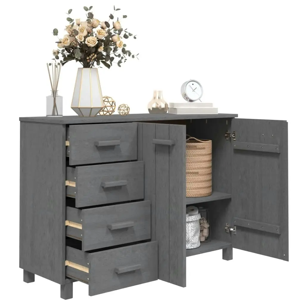 Sideboard "HAMAR" Dark Grey 113x40x80 cm Solid Wood Pine 340446