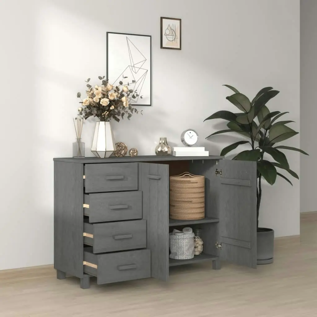 Sideboard "HAMAR" Dark Grey 113x40x80 cm Solid Wood Pine 340446