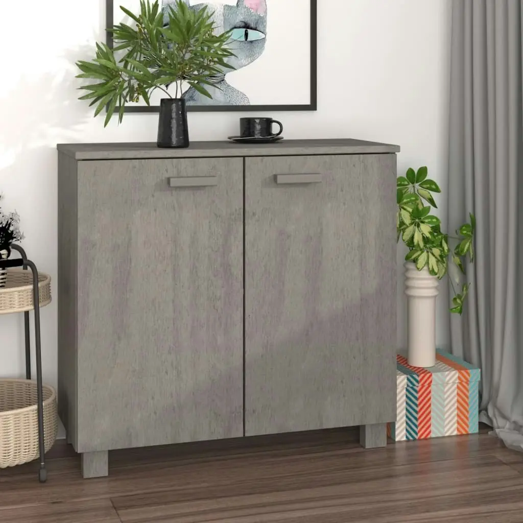 Sideboard "HAMAR" Light Grey 85x35x80 cm Solid Wood Pine 340495