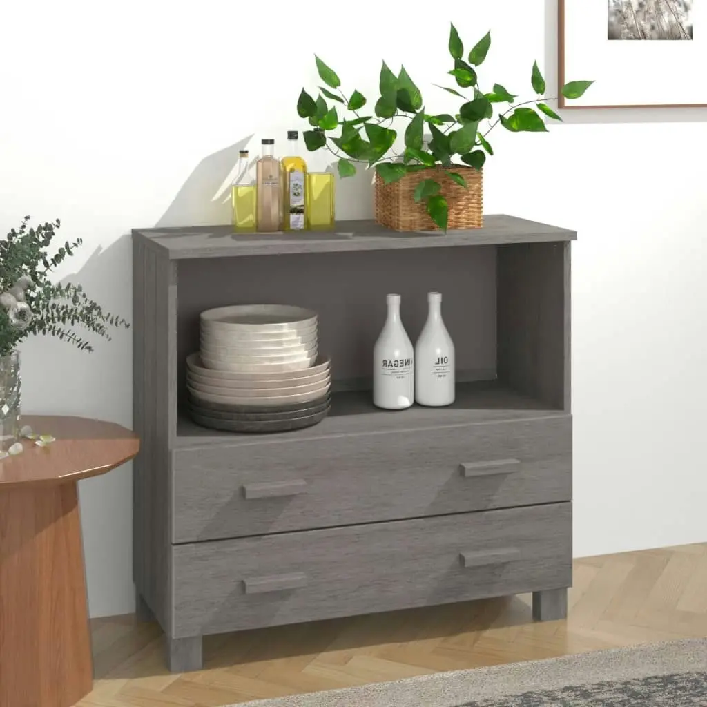 Sideboard "HAMAR" Light Grey 85x35x80 cm Solid Wood Pine 340499