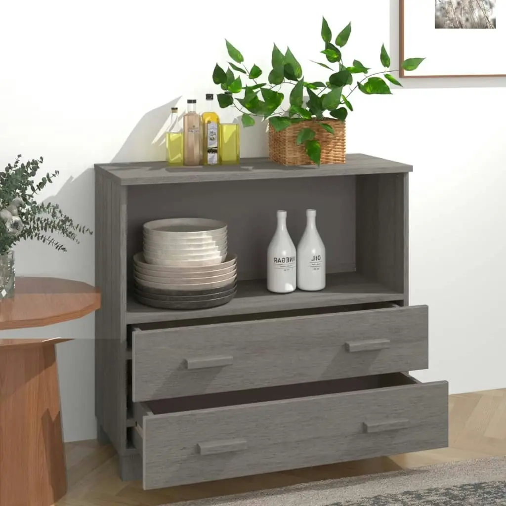 Sideboard "HAMAR" Light Grey 85x35x80 cm Solid Wood Pine 340499