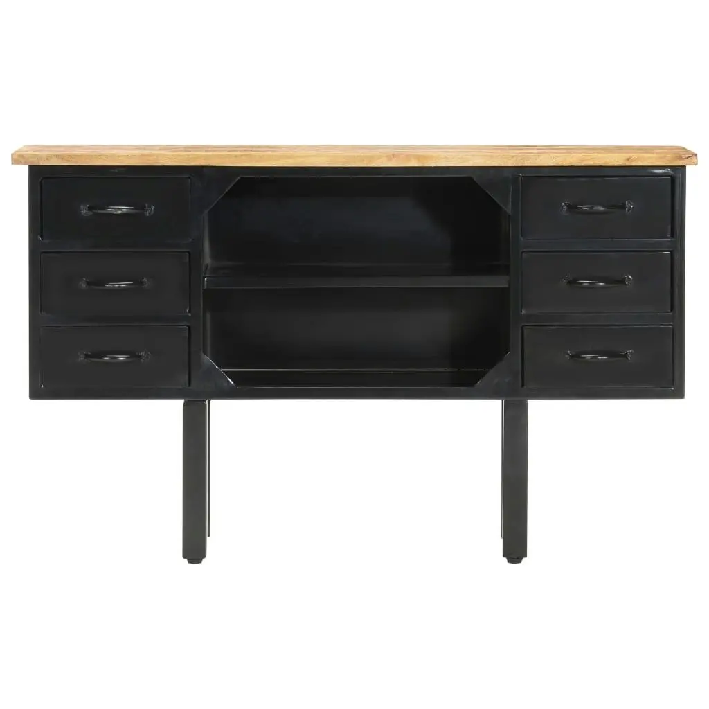 Sideboard 110x30x65 cm Solid Rough Mango Wood and Steel 321571