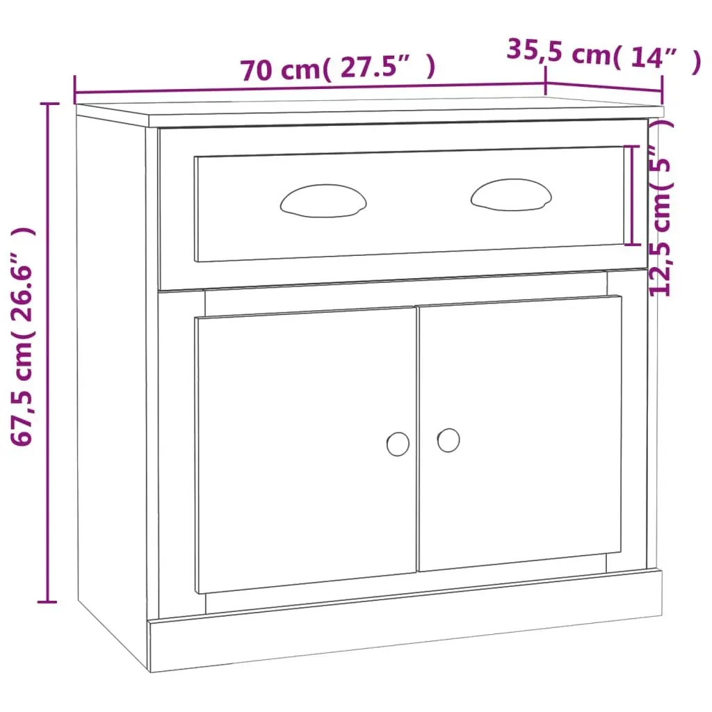 Sideboard Black 70x35.5x67.5 cm Engineered Wood 816425