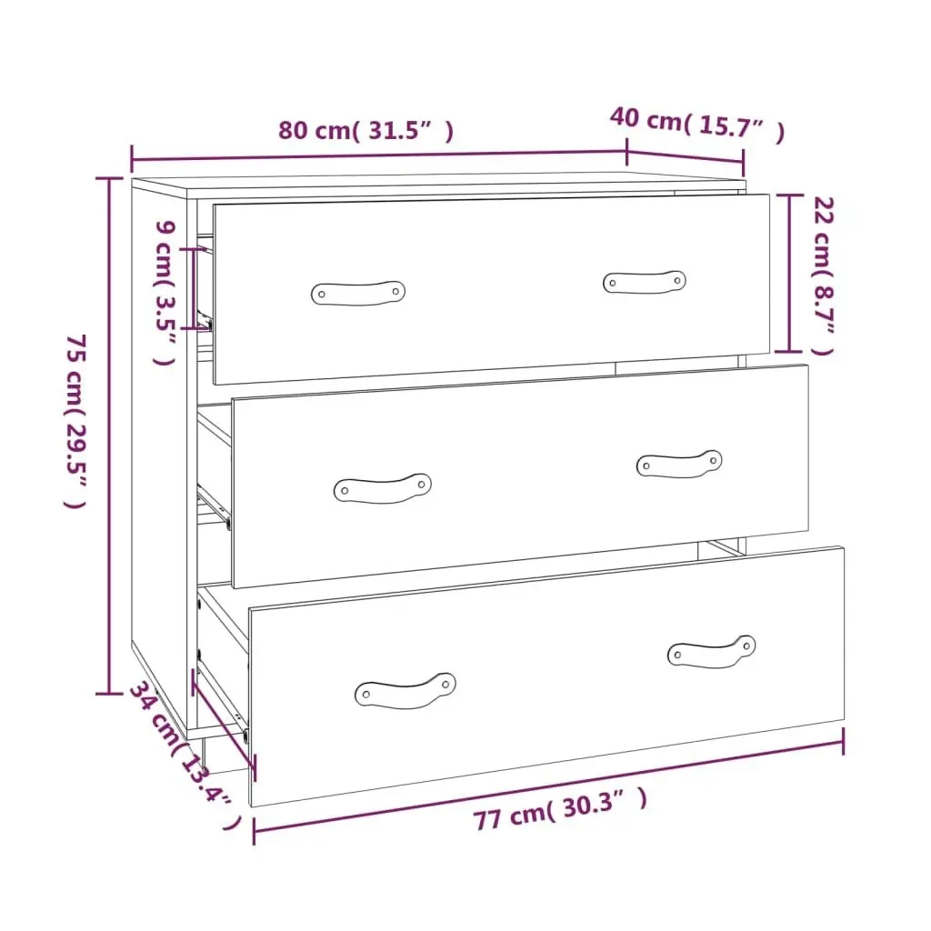 Sideboard 80x40x75 cm Solid Wood Pine 820107