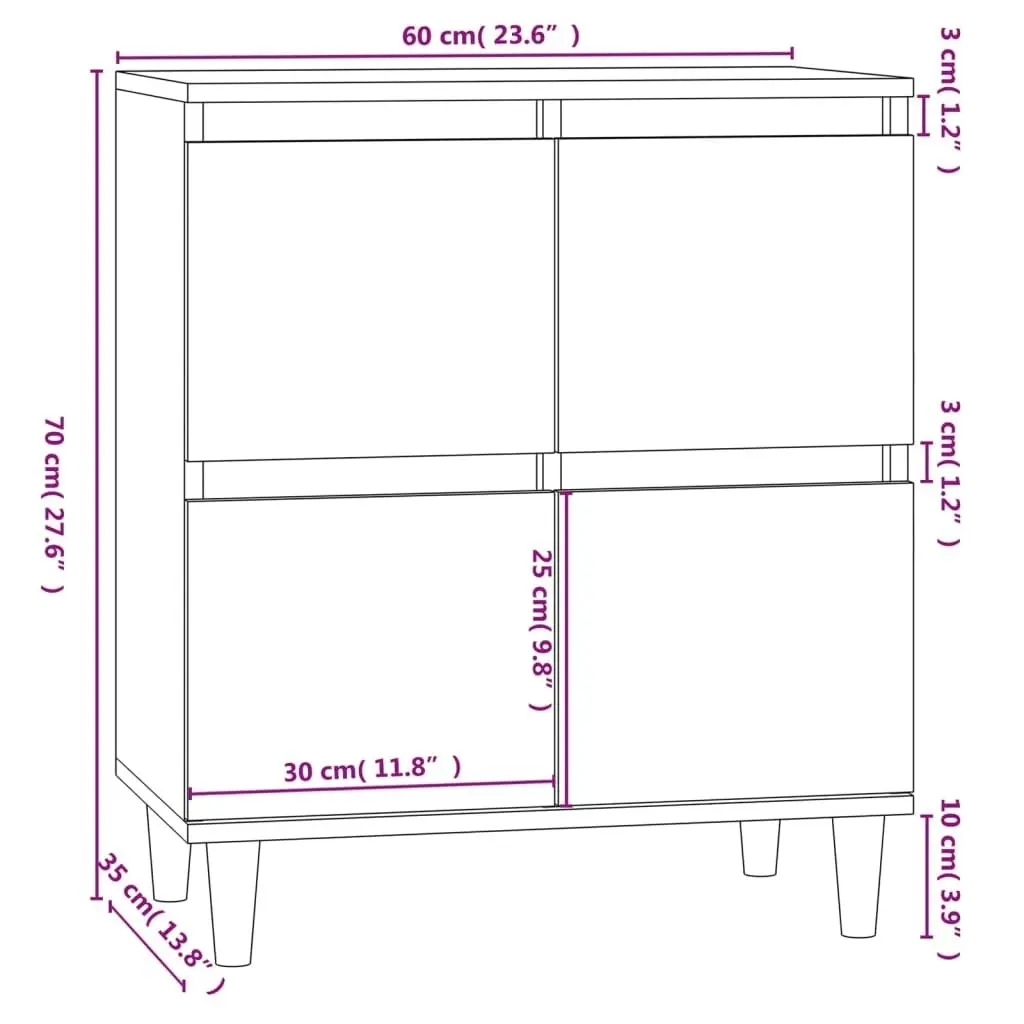 Sideboard Black 60x35x70 cm Engineered Wood 821157