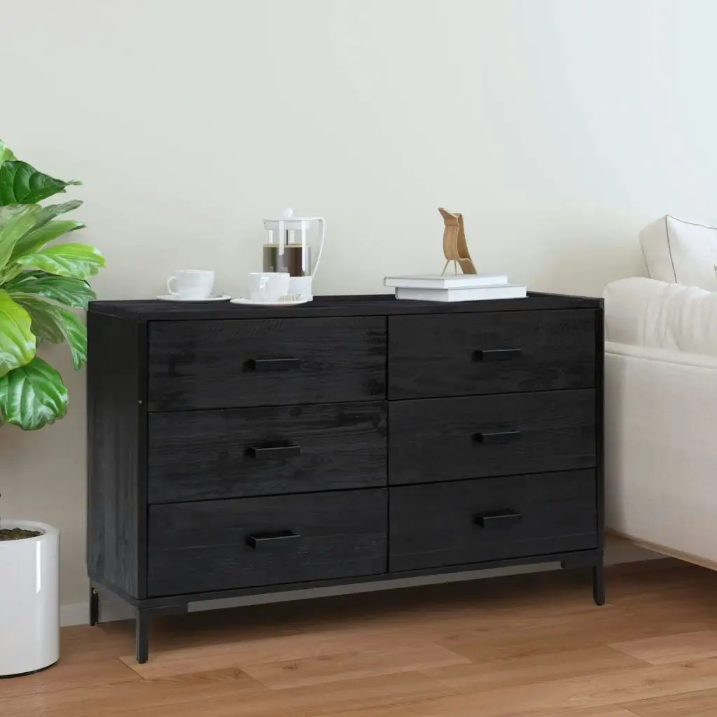 Sideboard Black 110x35x70 cm Solid Pinewood 349922