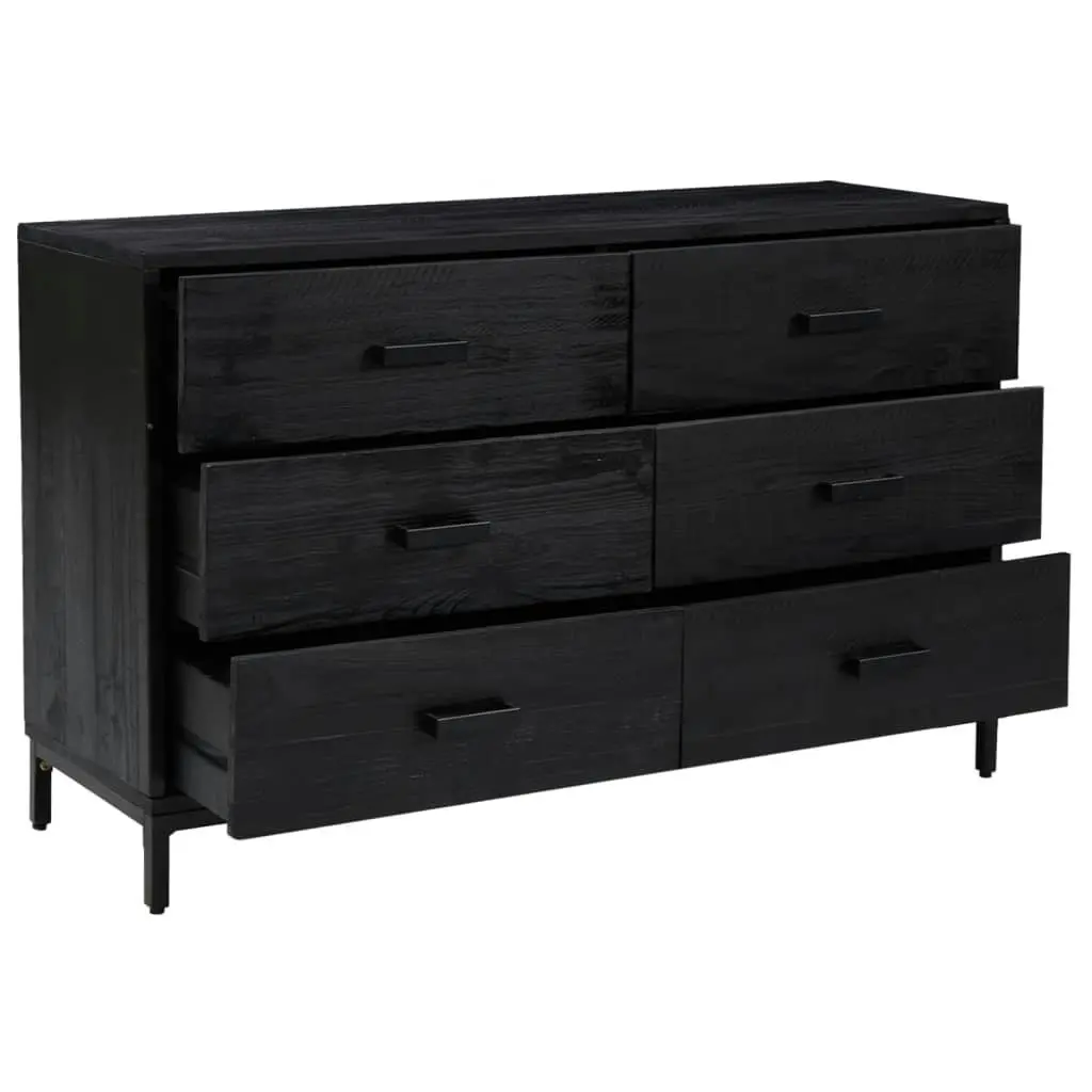 Sideboard Black 110x35x70 cm Solid Pinewood 349922