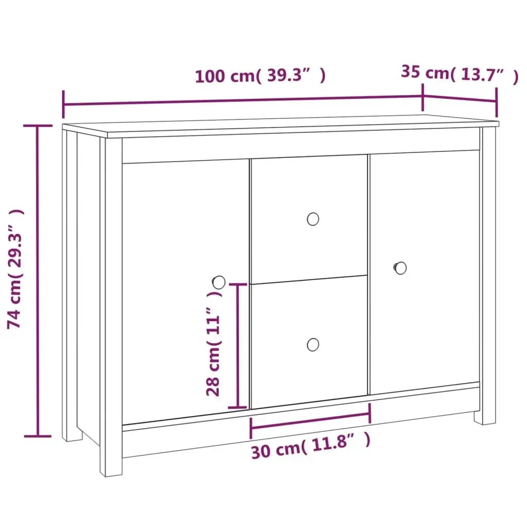 Sideboard 100x35x74 cm Solid Wood Pine 814564