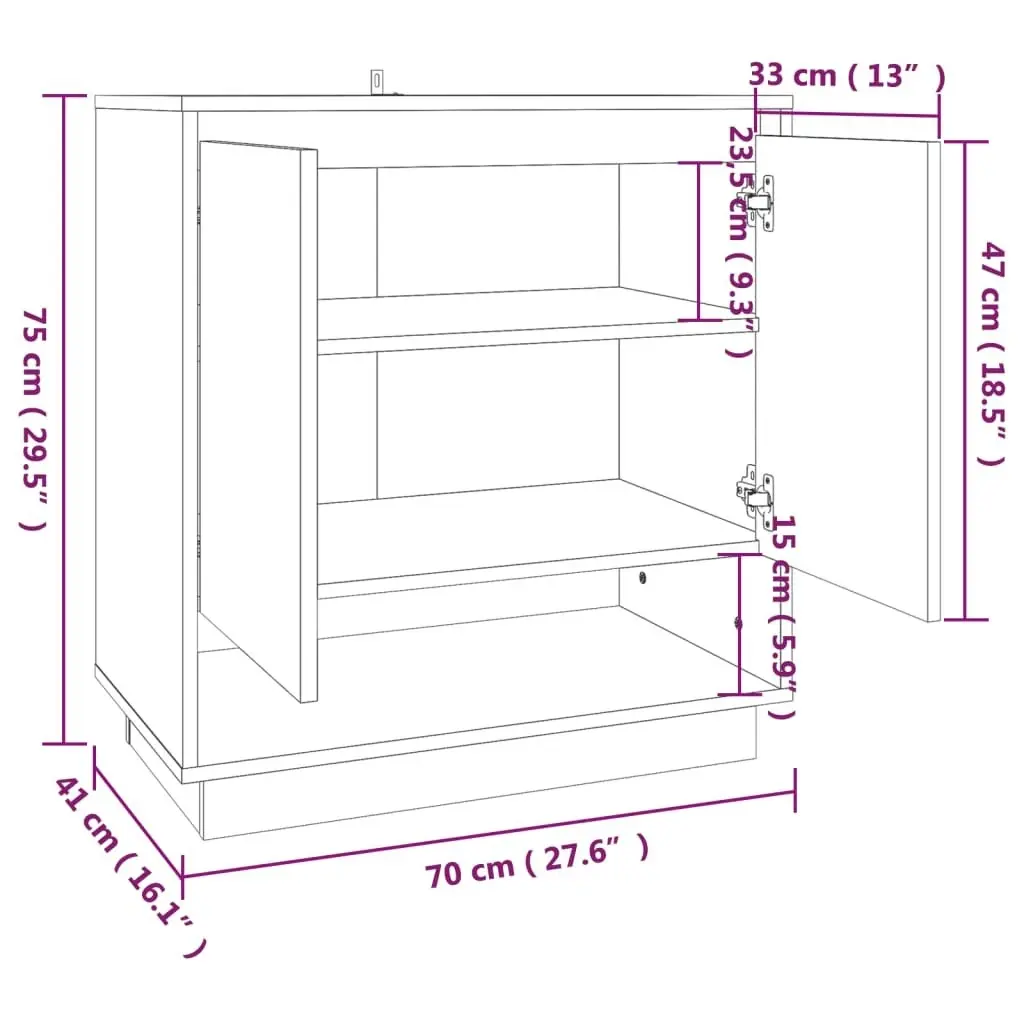 Sideboard Brown Oak 70x41x75 cm Engineered Wood 812992