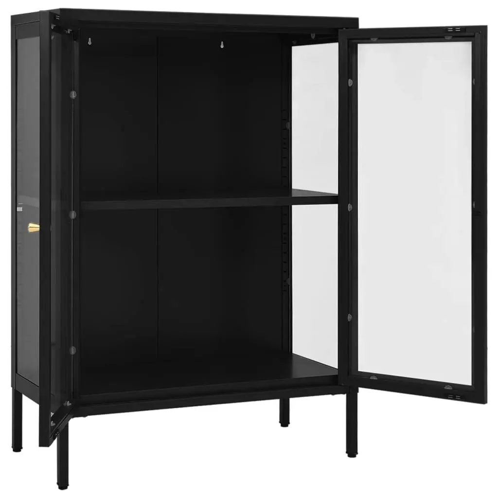 Sideboard Black 75x35x105 cm Steel and Glass 336070