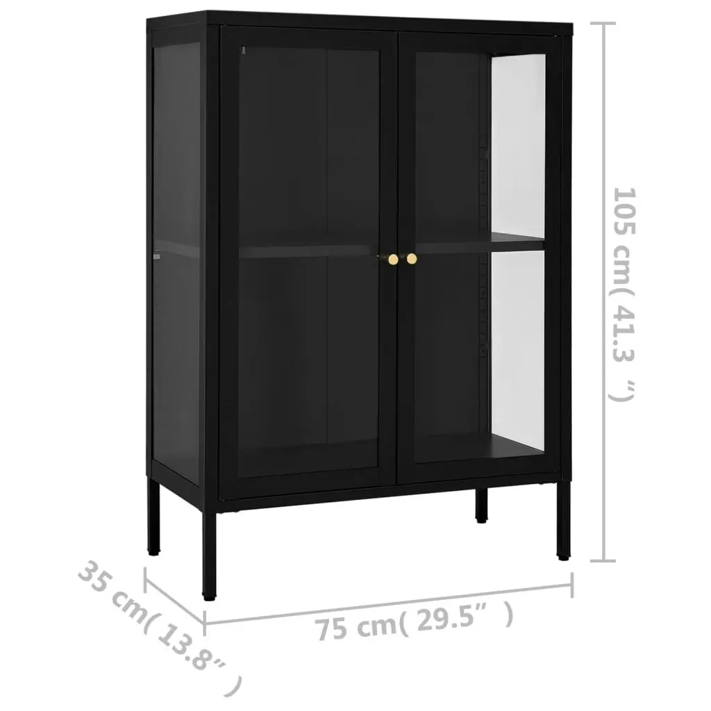 Sideboard Black 75x35x105 cm Steel and Glass 336070