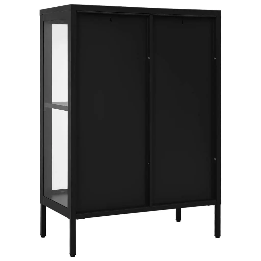 Sideboard Black 75x35x105 cm Steel and Glass 336070