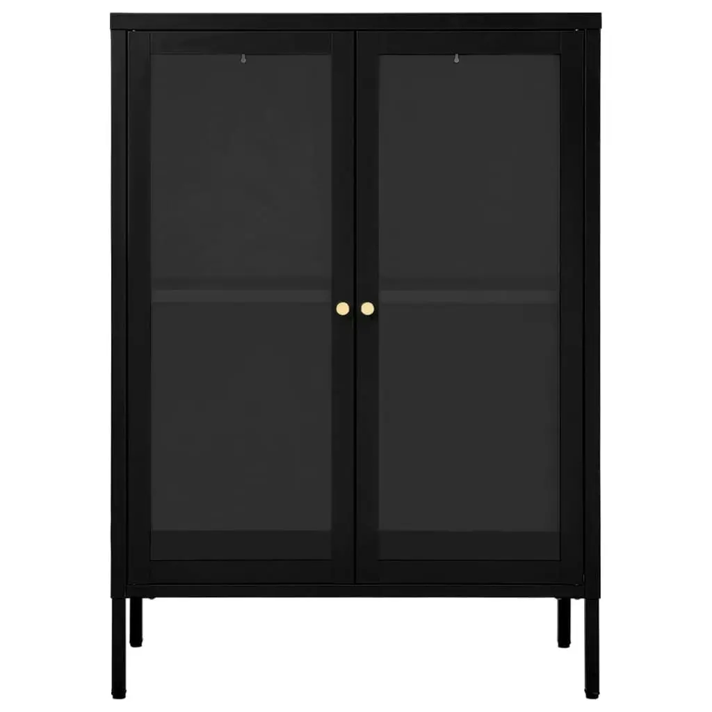 Sideboard Black 75x35x105 cm Steel and Glass 336070