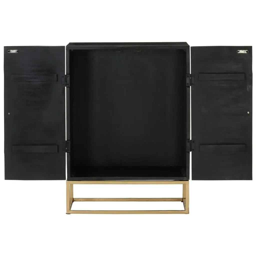 Sideboard Black 55x34x75 cm Solid Wood Mango and Iron 351679