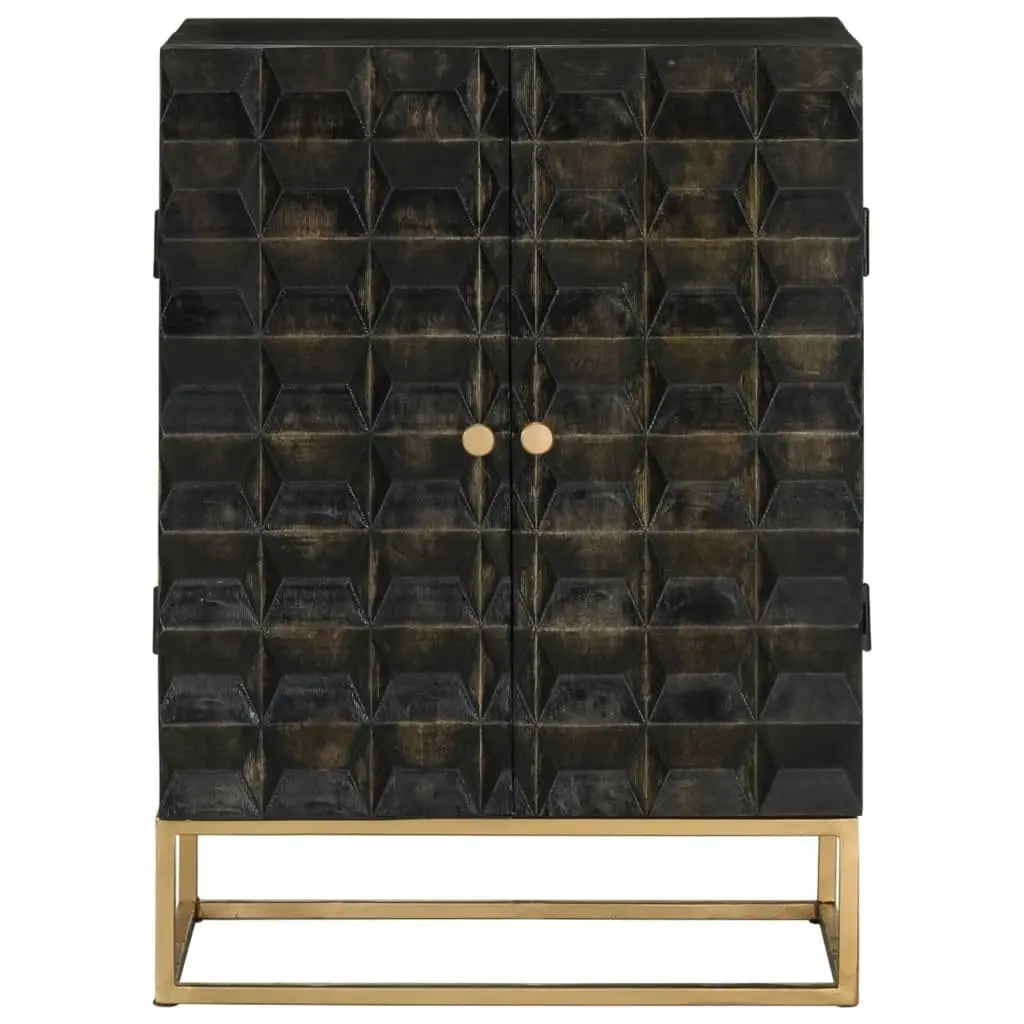 Sideboard Black 55x34x75 cm Solid Wood Mango and Iron 351679