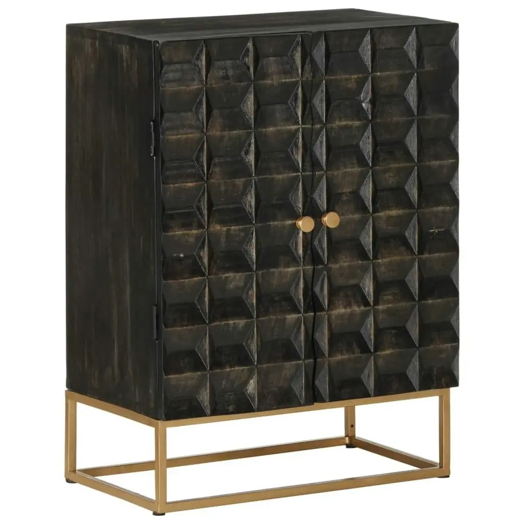 Sideboard Black 55x34x75 cm Solid Wood Mango and Iron 351679