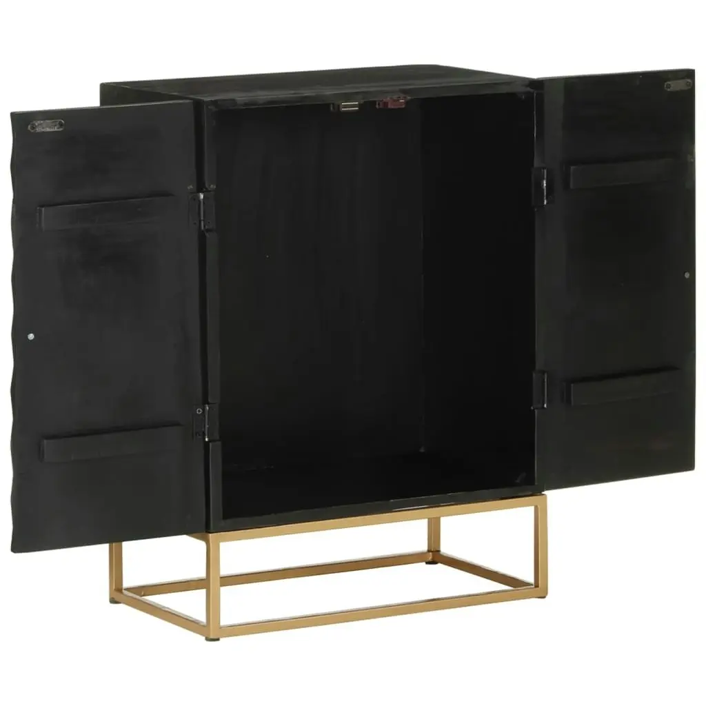 Sideboard Black 55x34x75 cm Solid Wood Mango and Iron 351679