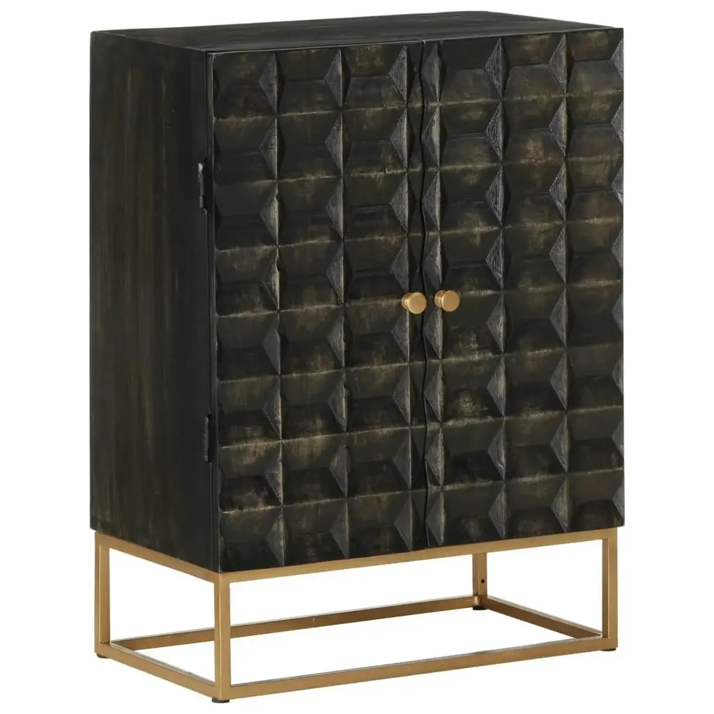 Sideboard Black 55x34x75 cm Solid Wood Mango and Iron 351679