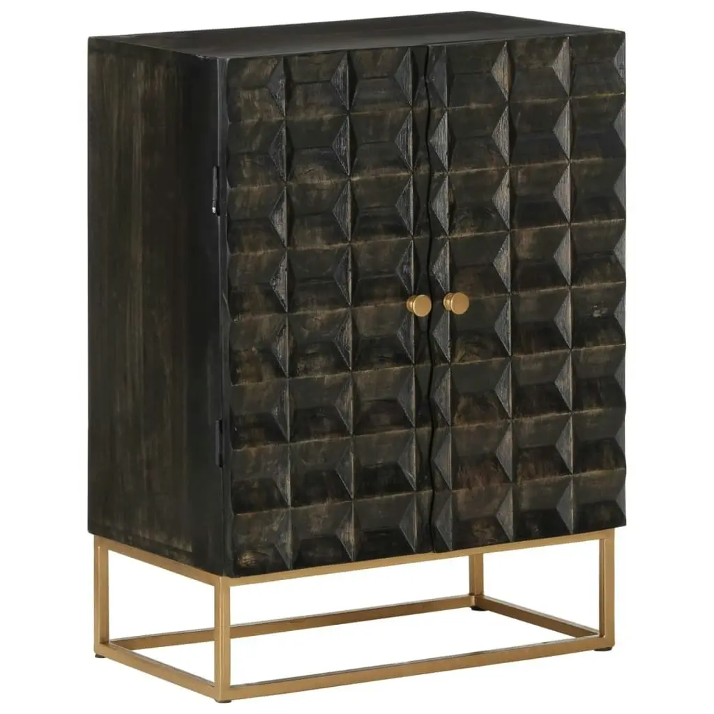 Sideboard Black 55x34x75 cm Solid Wood Mango and Iron 351679