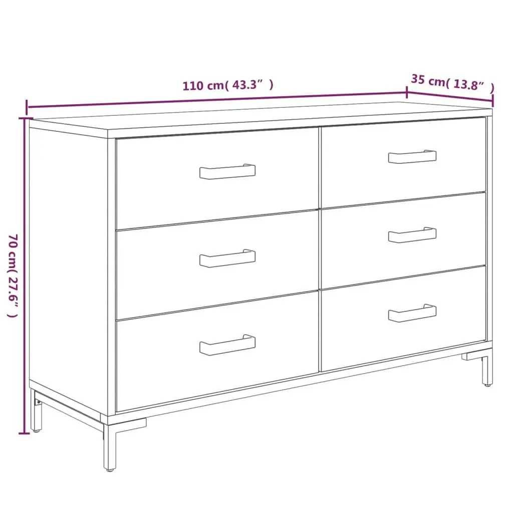 Sideboard Brown 110x35x70 cm Solid Pinewood 349921