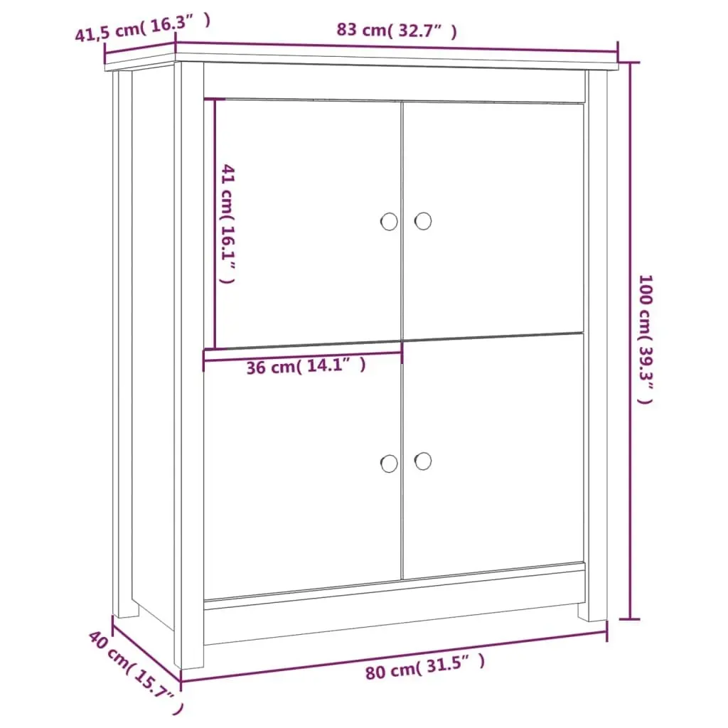 Sideboard 83x41.5x100 cm Solid Wood Pine 821507