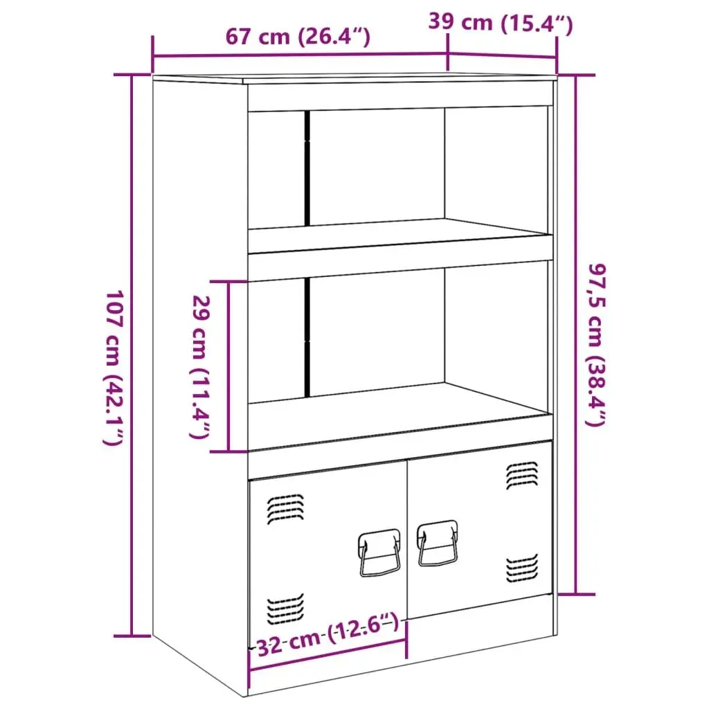 Sideboard Black 67x39x107 cm Steel 841667