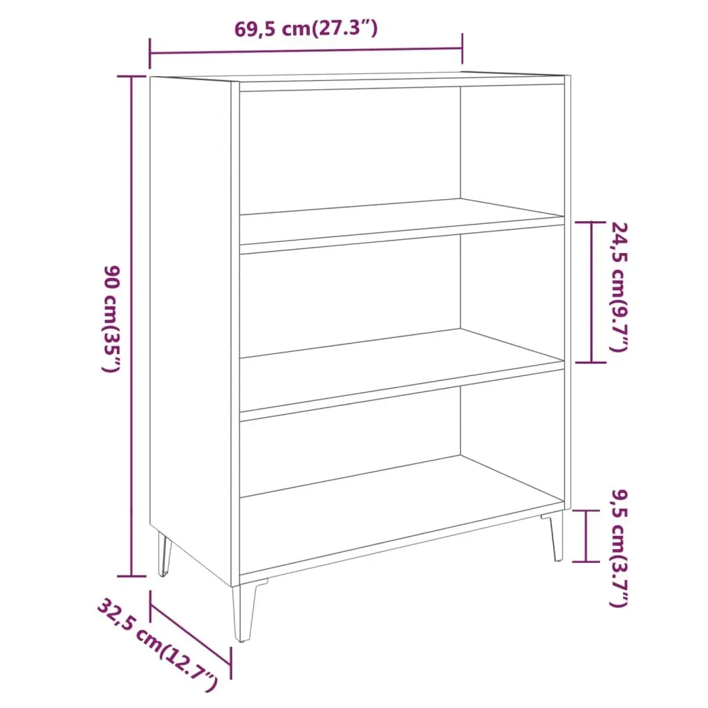 Sideboard Black 69.5x32.5x90 cm Engineered Wood 812250