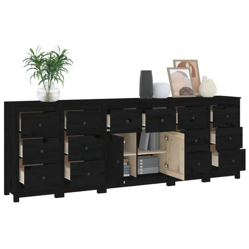 Sideboard Black 230x35x80 cm Solid Wood Pine 3114093