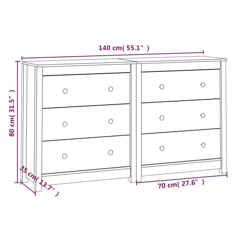 Sideboard 140x35x80 cm Solid Wood Pine 3114079