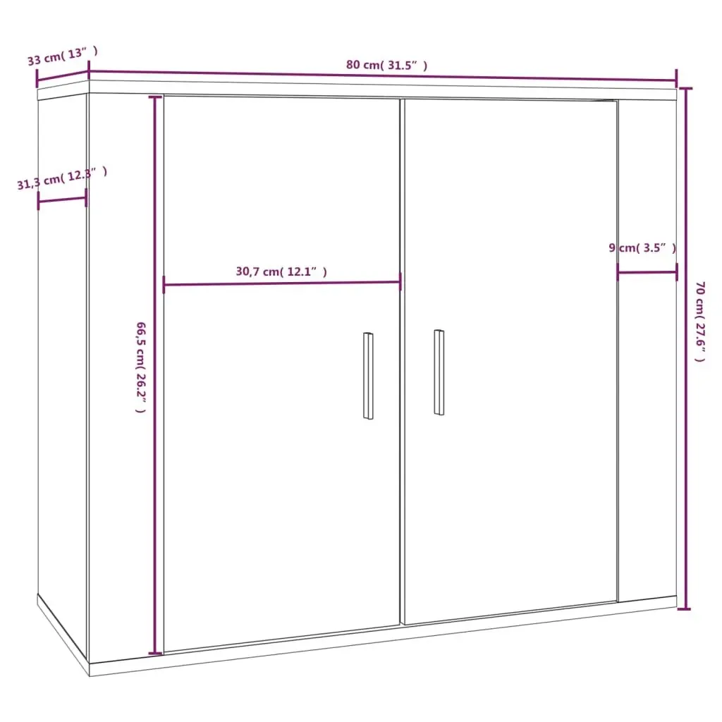 Sideboard Black 80x33x70 cm Engineered Wood 816561