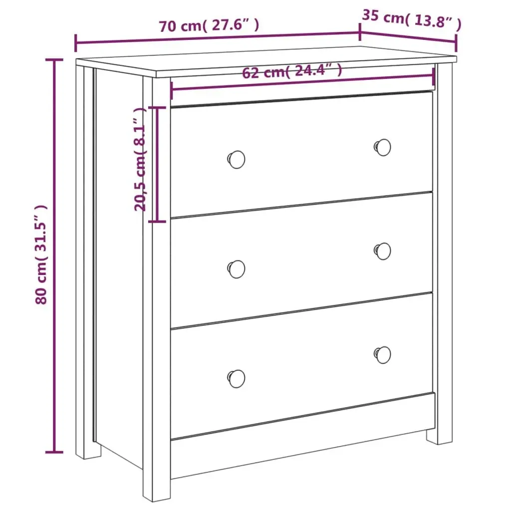 Sideboard 70x35x80 cm Solid Wood Pine 813734